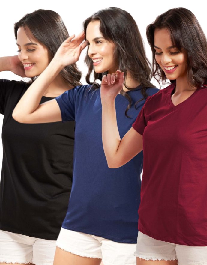 Women’s 3 t-shirt combo pack – plain & printed