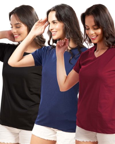 Women’s 3 t-shirt combo pack – plain & printed