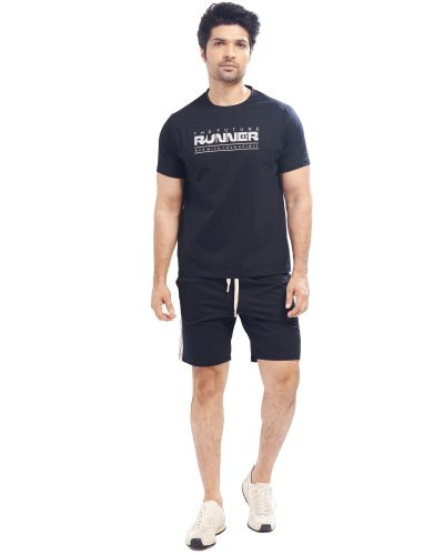 WEET Men's Round Neck Typography Printed Cotton T-Shirt and Shorts Co ord Set | Comfortable Nightwear & Loungewear For Men 1001