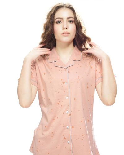 Front-open women's nightdress sleepwear pyjama set for lounging