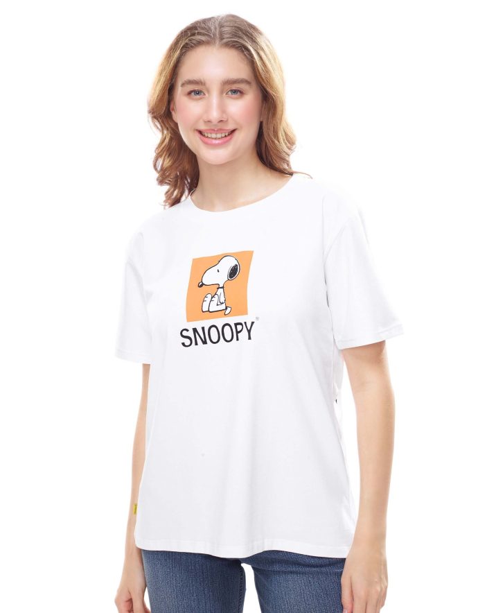 White cotton t-shirt for women with cute print