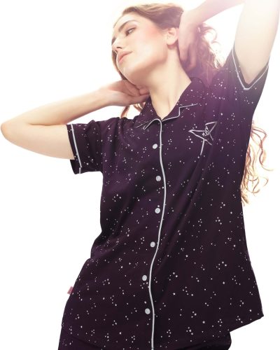 Relaxing women's front-open nightdress pyjama sleepwear set