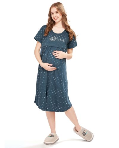 WEET Women's Cotton Heart Knee Length Maternity Nighty , Feeding Nighty 9406