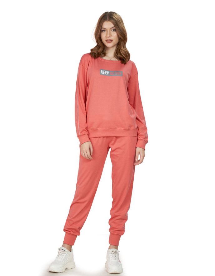 Front view of Women's Peach Tracksuit