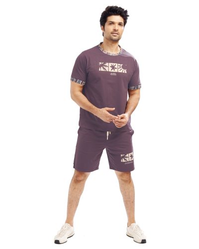 SISHA Men's Cotton T-Shirt and Shorts Co ord Set | Nightwear & Loungewear For Men 1011A