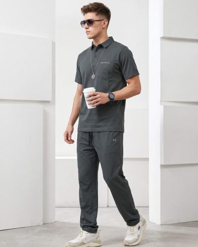 WEET Cotton Polo T-Shirt with Pocket and Pyjama Set for Men, Night Wear for Men, Men's Pyjama Set 149B
