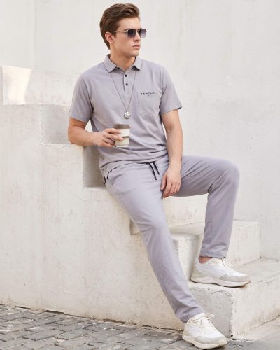 WEET Cotton Polo T-Shirt with Pocket and Pyjama Set for Men,      Night Wear for Men,      Men's Pyjama Set 149