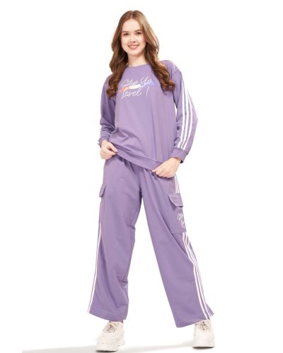 WEET Cotton Sweatshirt & Cargo Pocket Joggers Tracksuit | New Winter NightSuit for Women