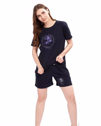 Women's satin shorts set with lace and satin fabric