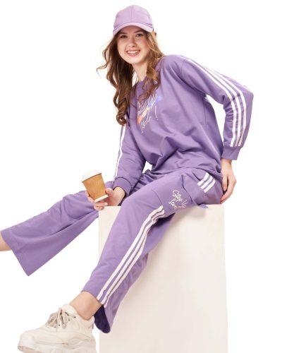 WEET Cotton Sweatshirt & Cargo Pocket Joggers Tracksuit | New Winter NightSuit for Women