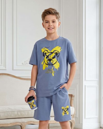 Boys Cotton Shorts Nightsuit Set | Printed T-Shirt & Shorts 8201