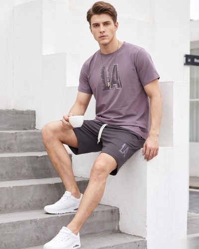 WEET Cotton T-Shirt and Shorts Set for Men, Night Wear for Men, Men's Pyjama Set MCS138B