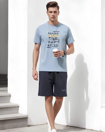WEET Cotton T-Shirt and Shorts Set for Men, Night Wear for Men, Men's Pyjama Set MCS142B