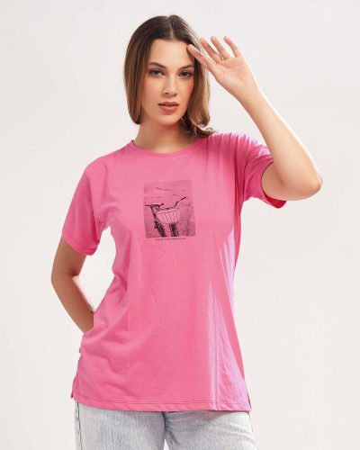 WEET Women's Cotton Long Printed T-Shirt 5443B