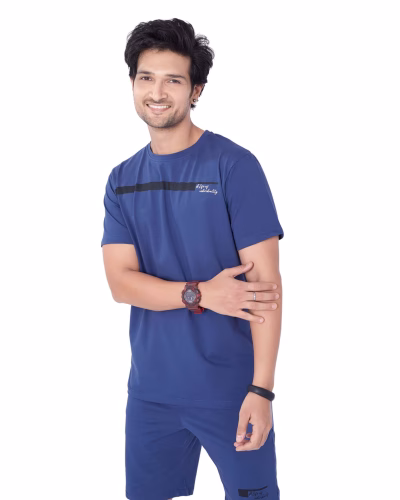 Blue mens T-shirt and shorts for casual fashion