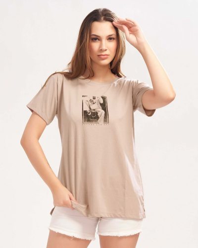 WEET Women's Cotton Long Printed T-Shirt 5439B