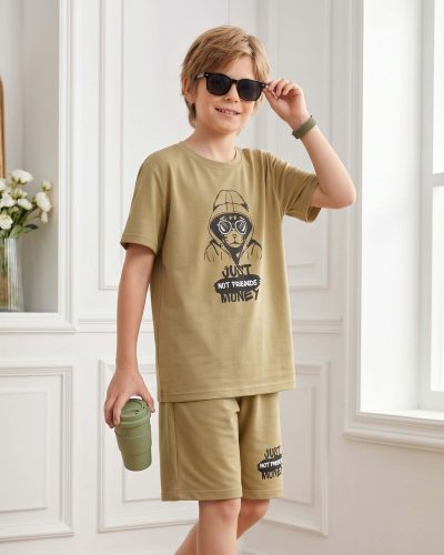 Boys Cotton T-Shirt and Shorts Set | Printed Nightsuit & Casual Coord for boys - 8203