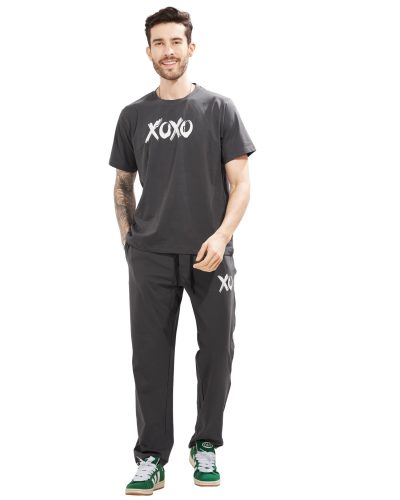 WEET Cotton T-Shirt and Pyjama Set for Men,Men's Pyjama Set (Dark Grey)