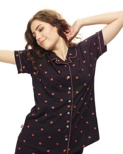 Soft front-open nightdress pyjama set for women's nightwear