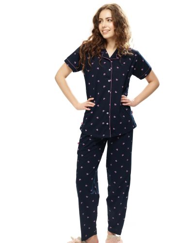 Women's comfortable front-open nightwear with pyjama set