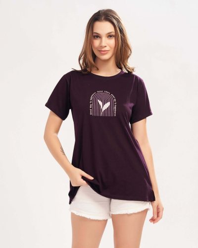 WEET Women's Cotton Long Printed T-Shirt 5441A