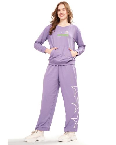 WEET Cotton Full Sleeves Kangaroo pocket Tracksuit | Women Winter NightSuits 418B