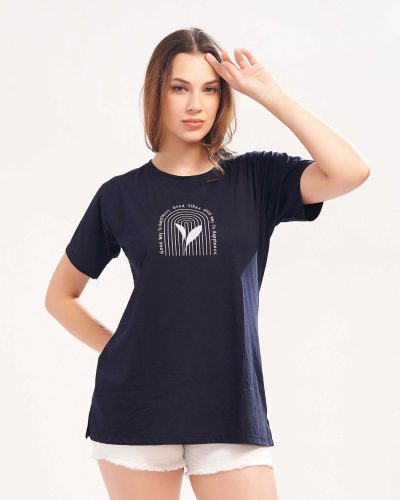 WEET Women's Cotton Long Printed T-Shirt 5441B