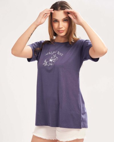 WEET Women's Cotton Long Printed T-Shirt 5442A