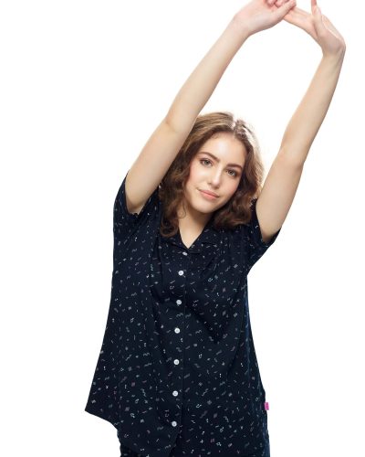 Trendy front-open women's nightdress and pyjama set