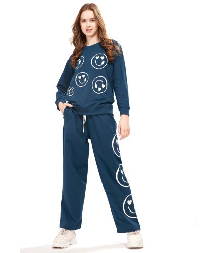 WEET Cotton Full Sleeves Kangaroo pocket Tracksuit | Women Winter NightSuits 418B