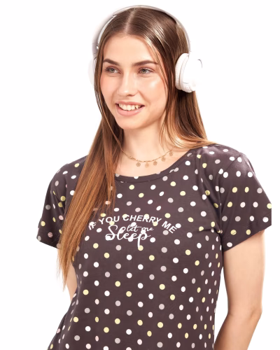 Women's short nighty with playful heart print