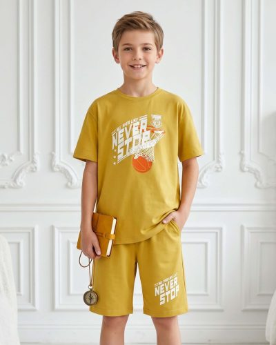 Boys Cotton T-Shirt and Shorts Set | Printed Nightsuit & Casual Coord for boys - 8205