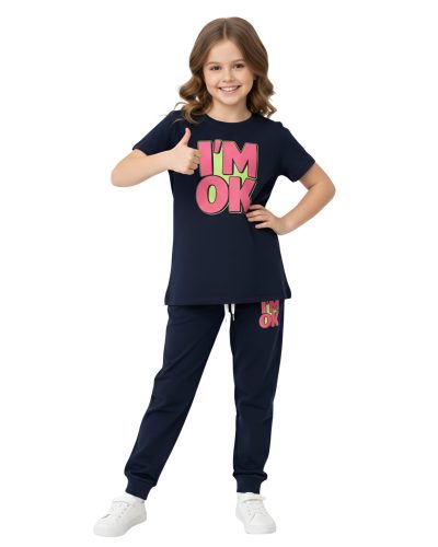 WEET Cotton Printed Night Suit for Girls |  Top & Joggers Set 006B