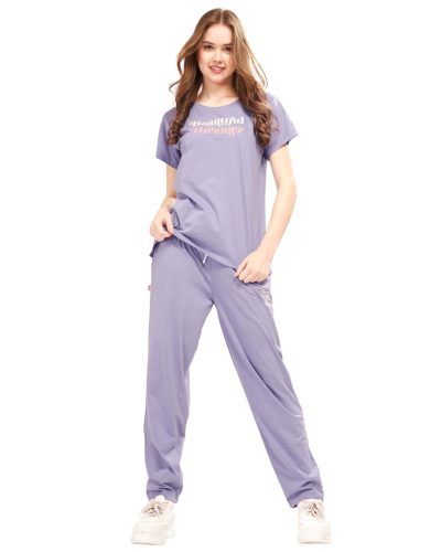 WEET Women's Printed T-shirt and Pyjama Night Suit for Women 207B