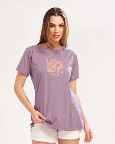 WEET Women's Cotton Long Printed T-Shirt 5444A