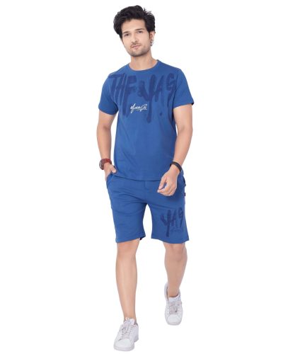 Printed Round Neck Pure Cotton T-Shirt With Shorts - 119B