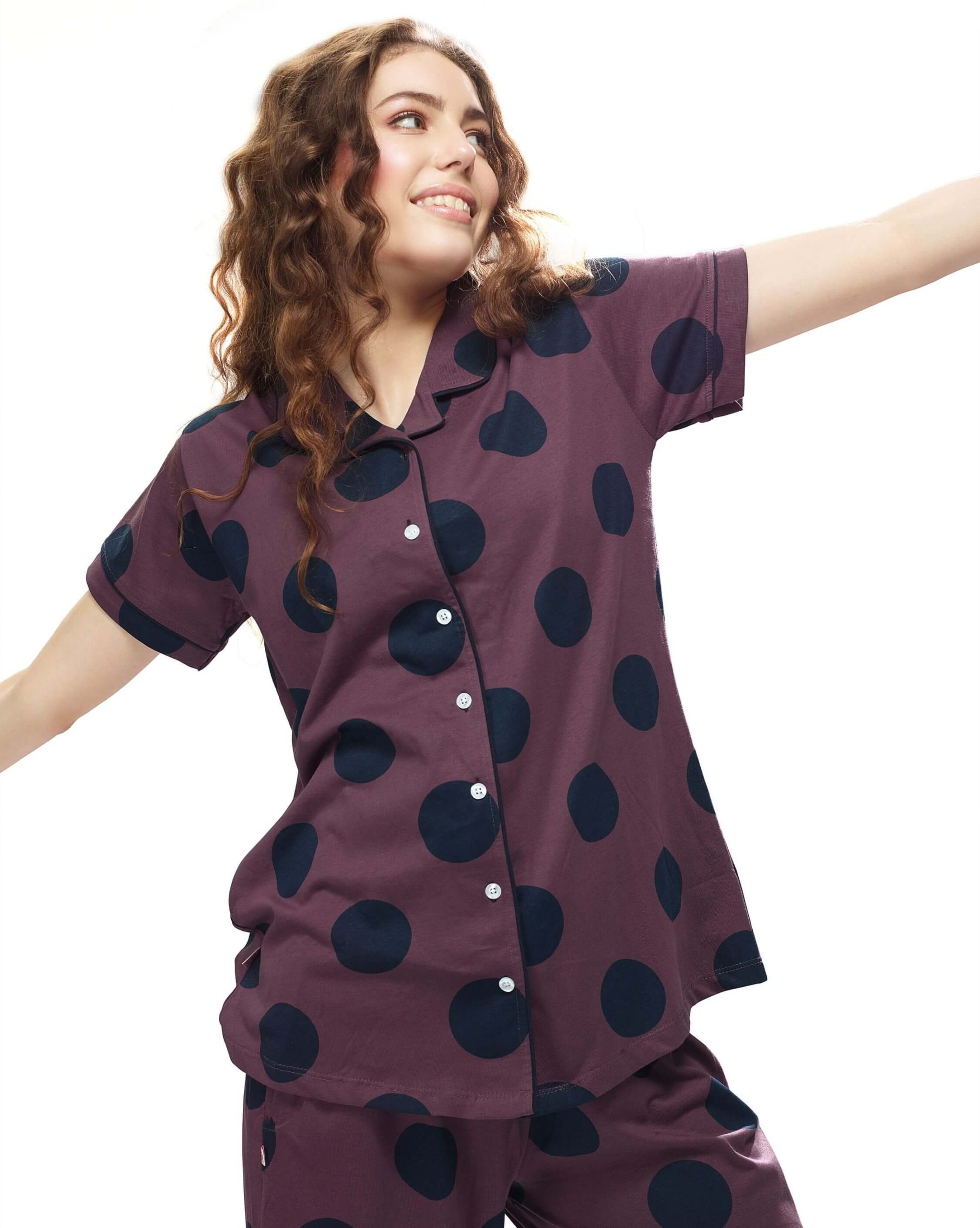 Women's front-open nightdress sleepwear pyjama set for cozy nights