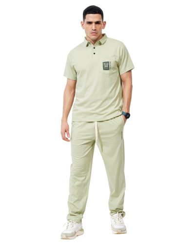 WEET Cotton Polo T-Shirt with Pocket and Pyjama Set for Men,Night Wear for Men,Men's Pyjama Set 146B