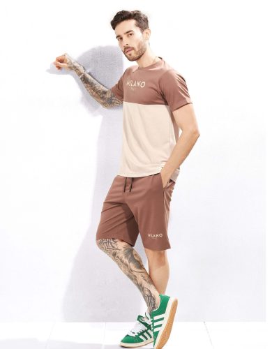 WEET Beige and Brown Combo Cotton Men’s Shorts Set -Nightwear 137A