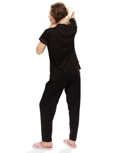 Women's sleepwear set with elegant front-open shirt and pyjama pants