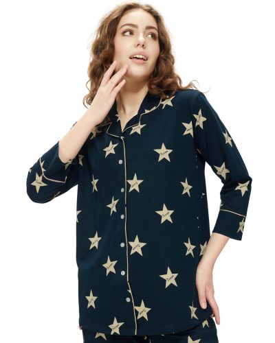 Relaxed-fit women's front-open nightdress pyjama sleepwear set