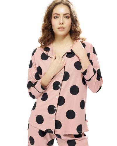 Cozy front-open nightwear pyjama set for women