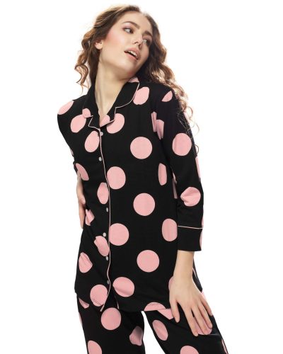 Women's comfy nightwear with front-open nightdress and pyjama pants