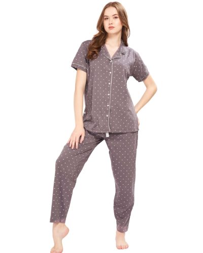 WEET Women’s Cotton Shirt & Pyjama Set | Printed Nightwear Nightsuit 122B