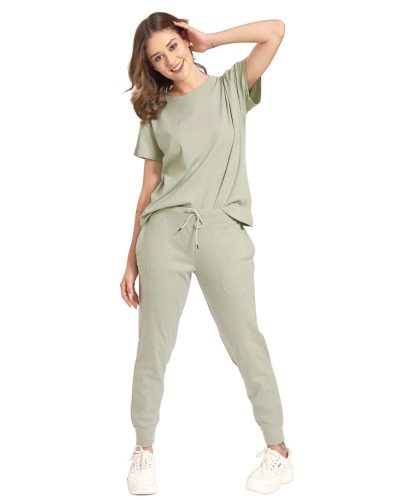 Stylish women's co-ord set featuring T-shirt and joggers pants