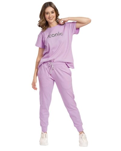 Trendy women's tracksuit pyjama set with T-shirt and joggers pants