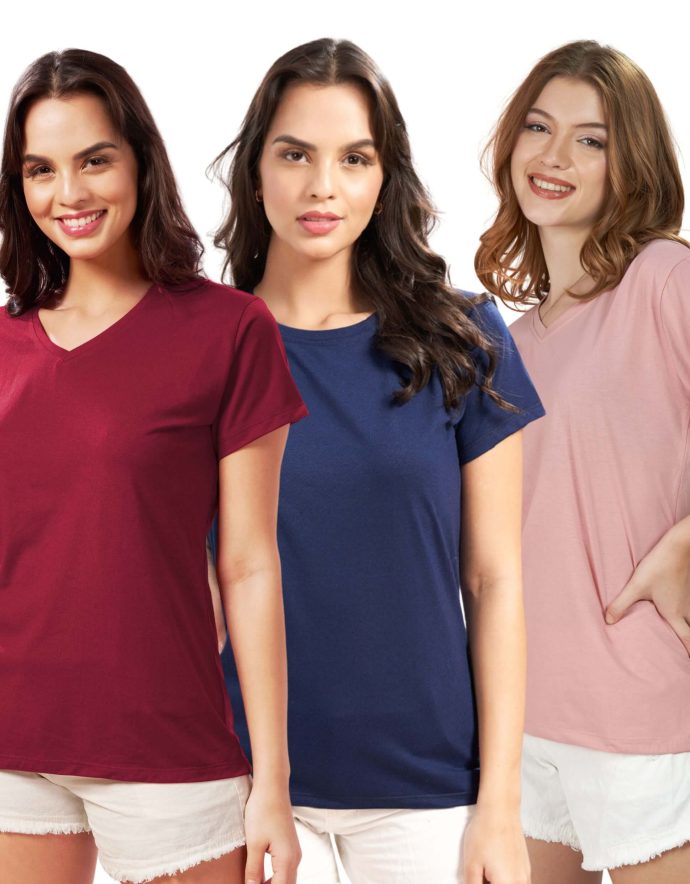 Women’s 3 t-shirt combo pack – plain & printed