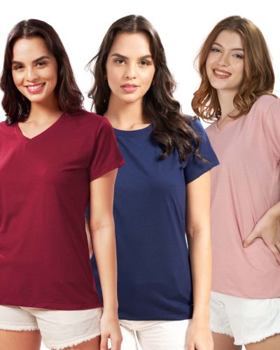 Women’s 3 t-shirt combo pack – plain & printed