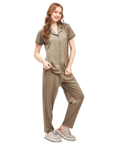 WEET Women’s Cotton Shirt & Pyjama Set | Printed Nightwear Nightsuit 121A