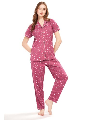 WEET Women’s Cotton Shirt & Pyjama Set | Printed Nightwear Nightsuit 123B